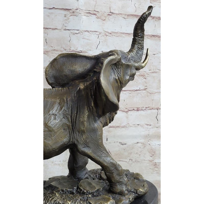 Bronze Metal Elephant Statue Sculpture Figure Figurine 12 Inches X 14 Inches