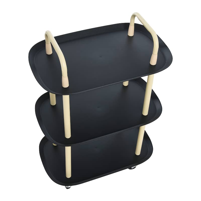 Plastic and Metal 3-Tier Trolley - N/A