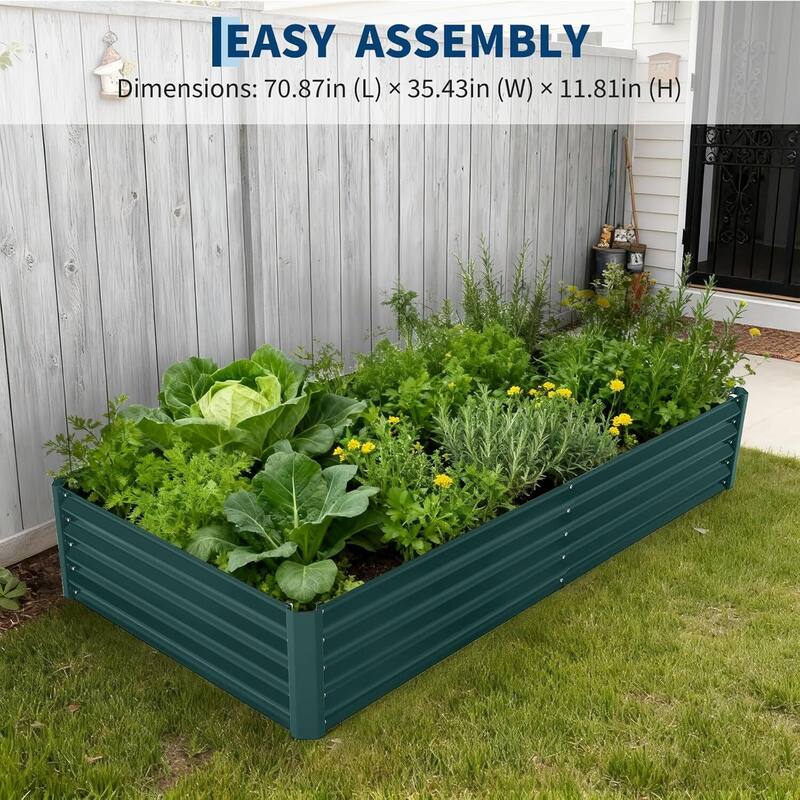 6x3x1 ft Galvanized Raised Garden Bed, Steel Planter Boxes with Zippered Cover Doors