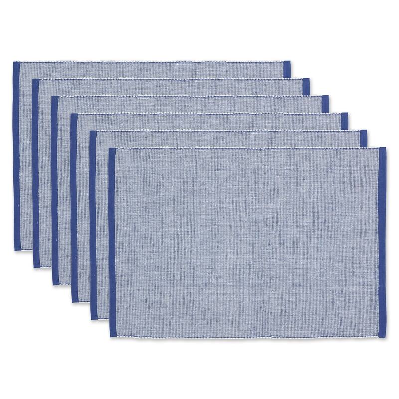 DII French Blue Eco-Friendly Chambray Fine Ribbed Placemat 6 Piece - French Blue