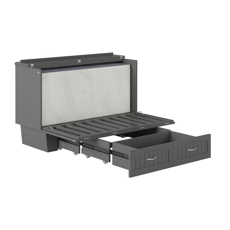 Nantucket Murphy Bed Chest with Mattress and Built-in Charging Station