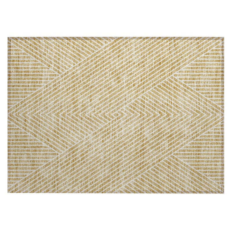 Machine Washable Indoor/ Outdoor Modern Geo Chantille Rug