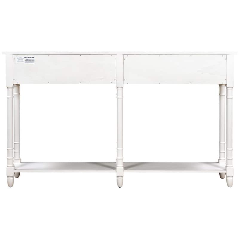 Solid Wooden Console Sofa Table, With 2 Drawers, Bottom Storage Shelves, Easy Assembly, Farmhouse Console Sofa Table