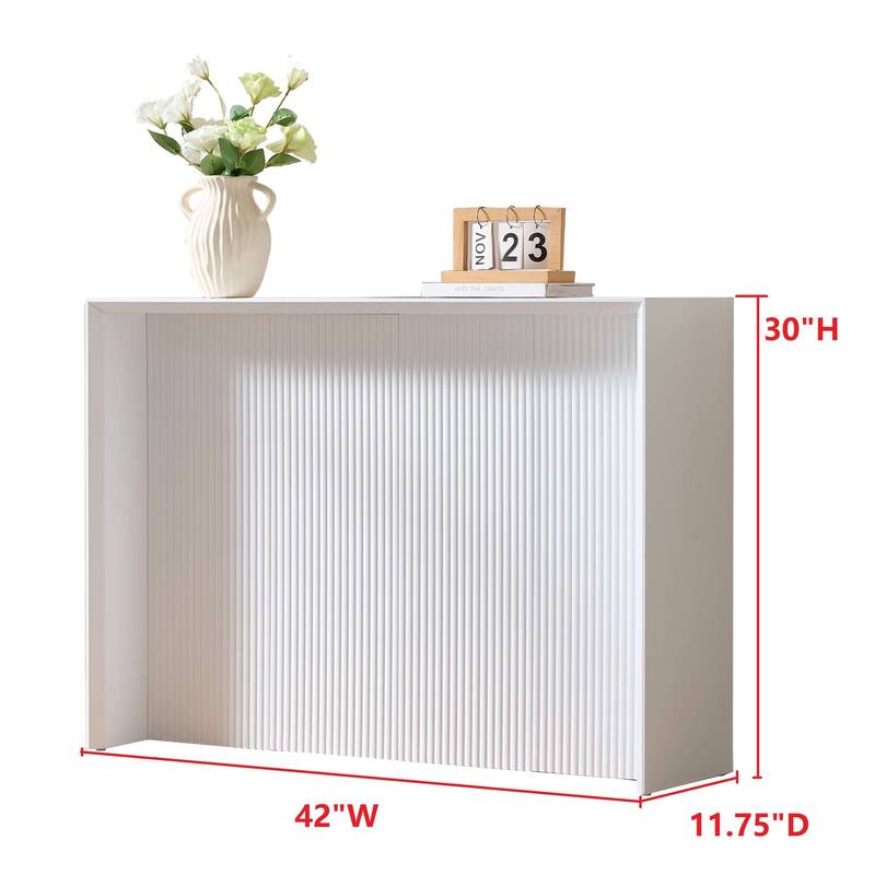 Lira Contemporary Wood Ripple Front Console Table