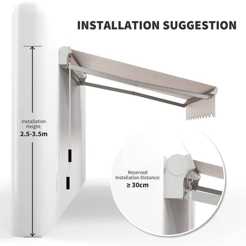 Outsunny 8' x 6.6' Patio Retractable Awning/Manual Exterior Sun Shade Deck Window Cover