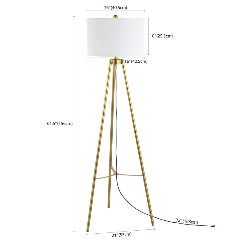 SAFAVIEH Lighting Jadranka 62-inch Tripod Floor Lamp - 22 In. W x 19 In. D x 60 In. H - Gold - 22Wx19Dx60H
