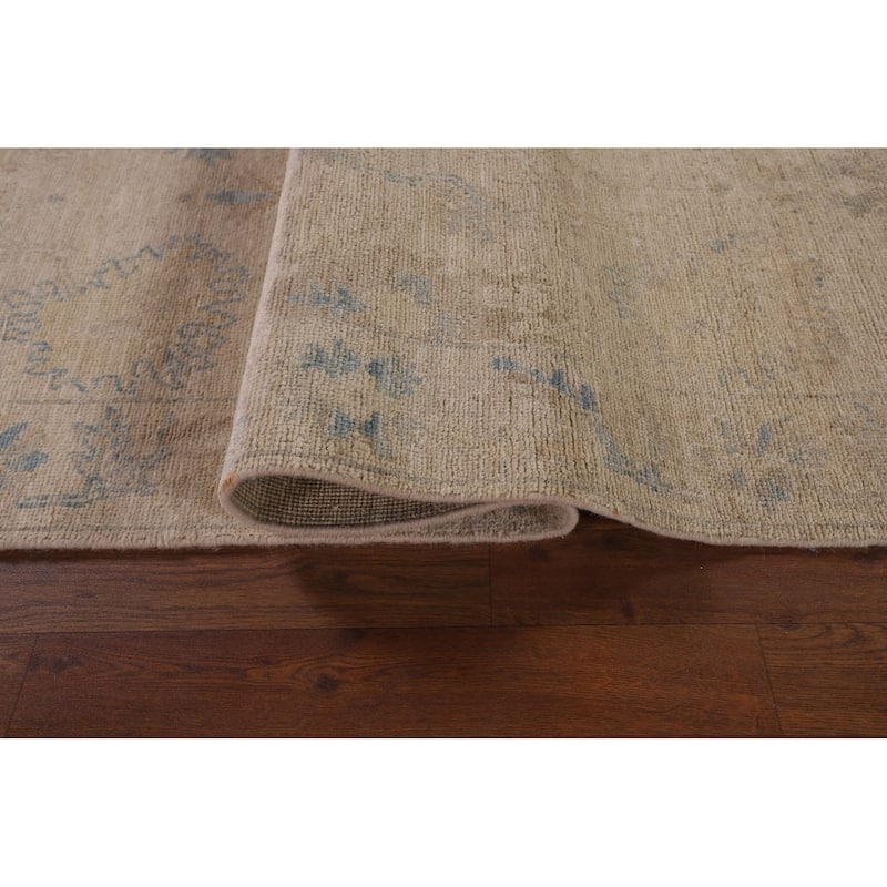Earth Tone Oushak Vegetable Dye Runner Rug Hand-Knotted Wool Carpet - 2'11" x 9'8"