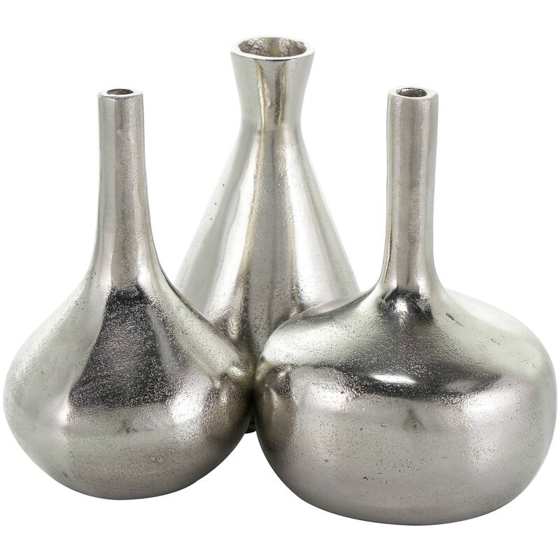 CosmoLiving by Cosmopolitan Gold, Silver or Black Aluminum Metal Vase with Varying Shapes (Set of 3)