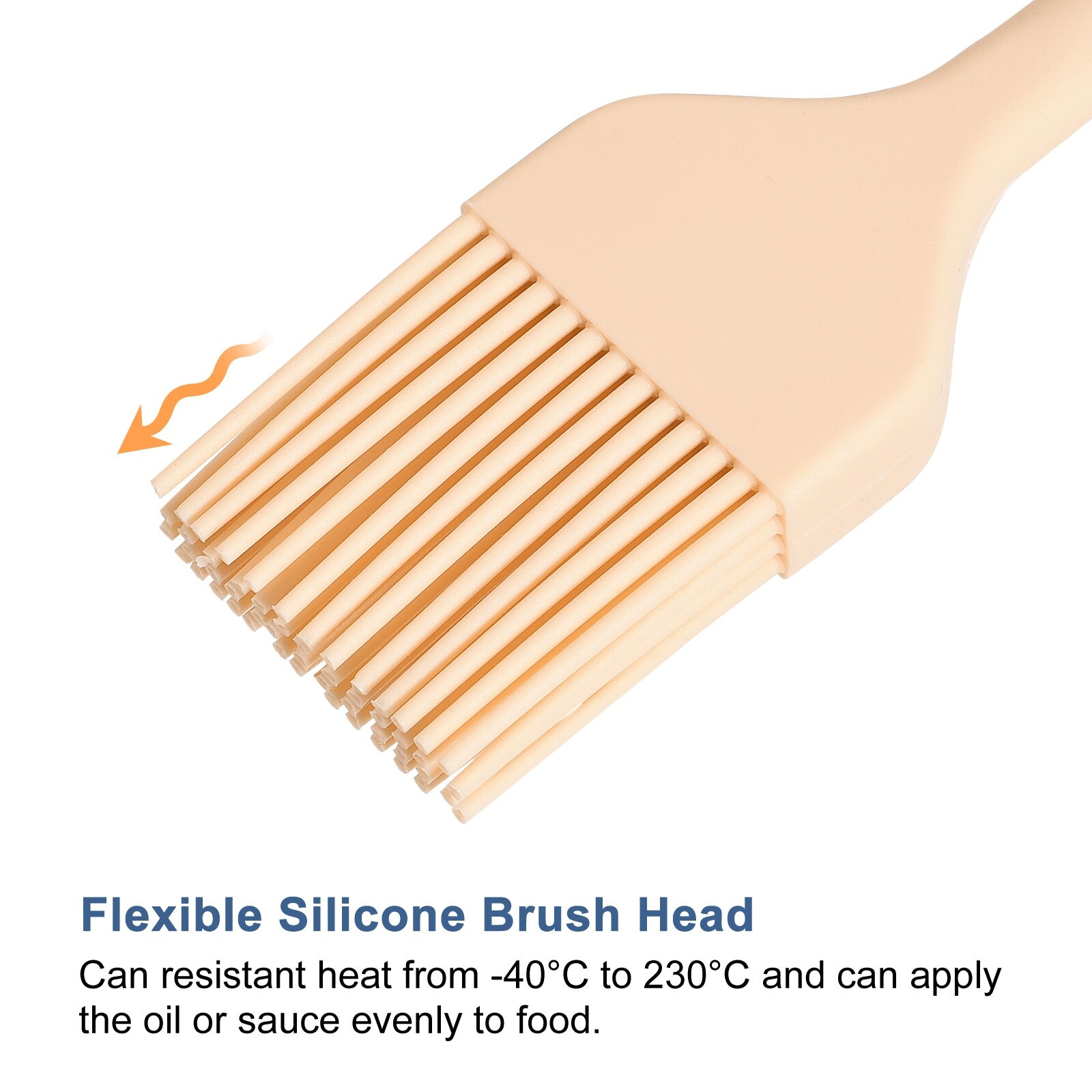 Unique Bargains Kitchen Silicone Head Heat Resistant Baking Basting Cooking  Tool Orange Pastry Brush