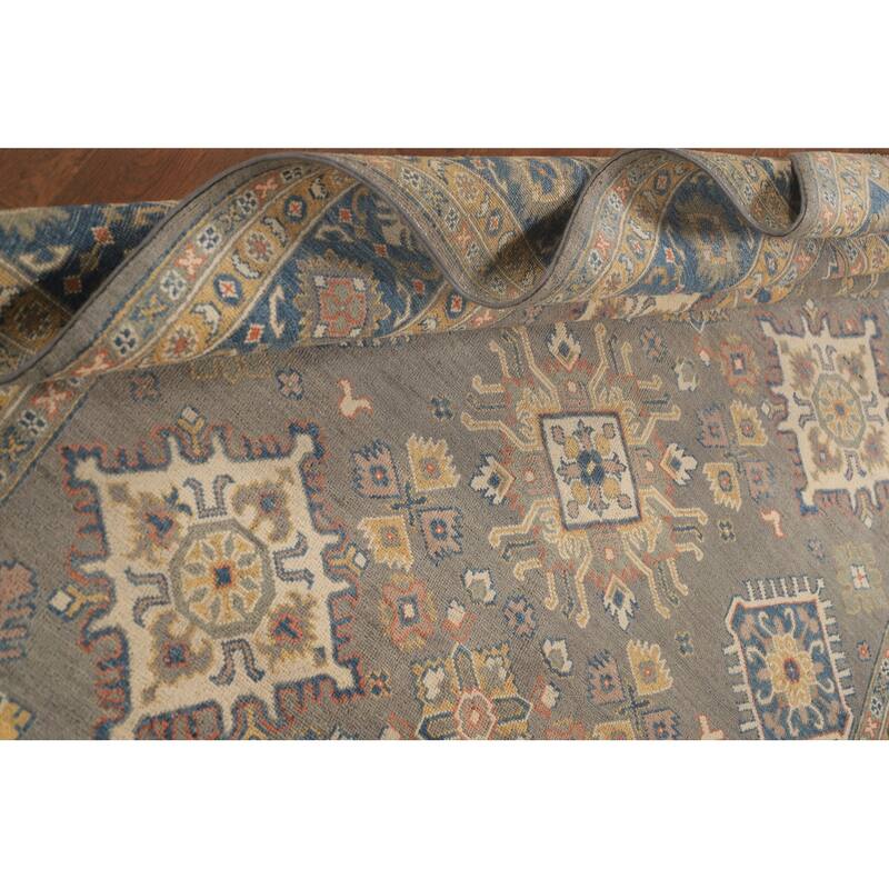 Gray Kazak Area Rug Hand-Knotted Wool Carpet - 6'5" x 9'9"
