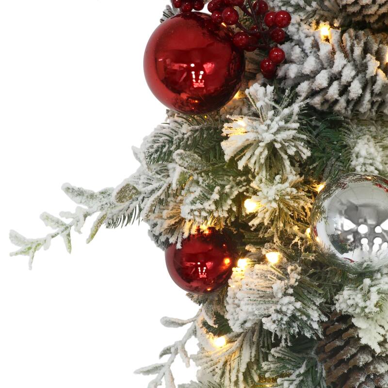 Puleo International 6' x 10" Battery-Operated Pre-Lit Flocked Decorated Artificial Garland