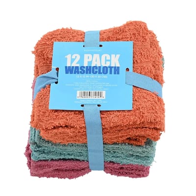 Northpoint 12PK Wash Cloths Cotton Quick Drying Ultra Soft Gifts - 12x12 inches