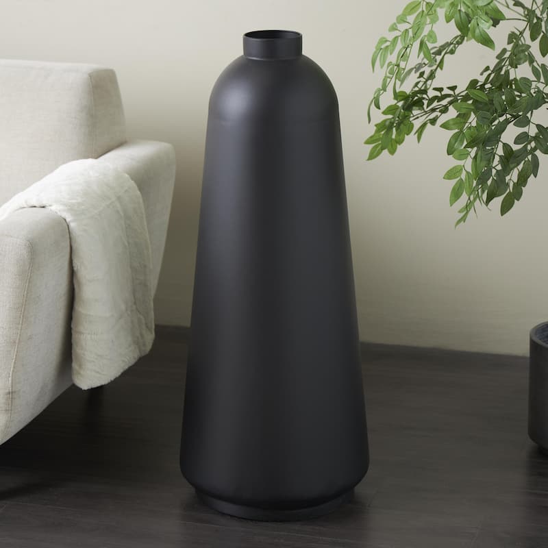 Metal Decorative Vase with Narrow Opening - Black - Roche River Decor