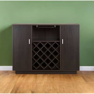 HomeRoots 47" Espresso Server with Two Doors - 47' X '35' X '14