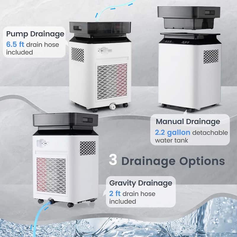 70 Pint Basement Dehumidifier w/ Continuous Auto Mode Large Water Tank