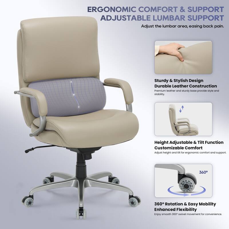 Ergonomic Executive Chair - 400lb Heavy Duty with 3D Flip-Up Arms & Extended Waterfall Seat, Breathable for Professional Suites