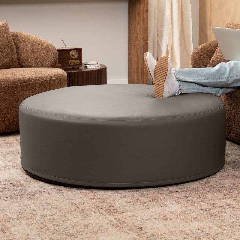 Jaxx Candler Round Couch Ottoman Large Coffee Table & Foot Rest, 44-Inch