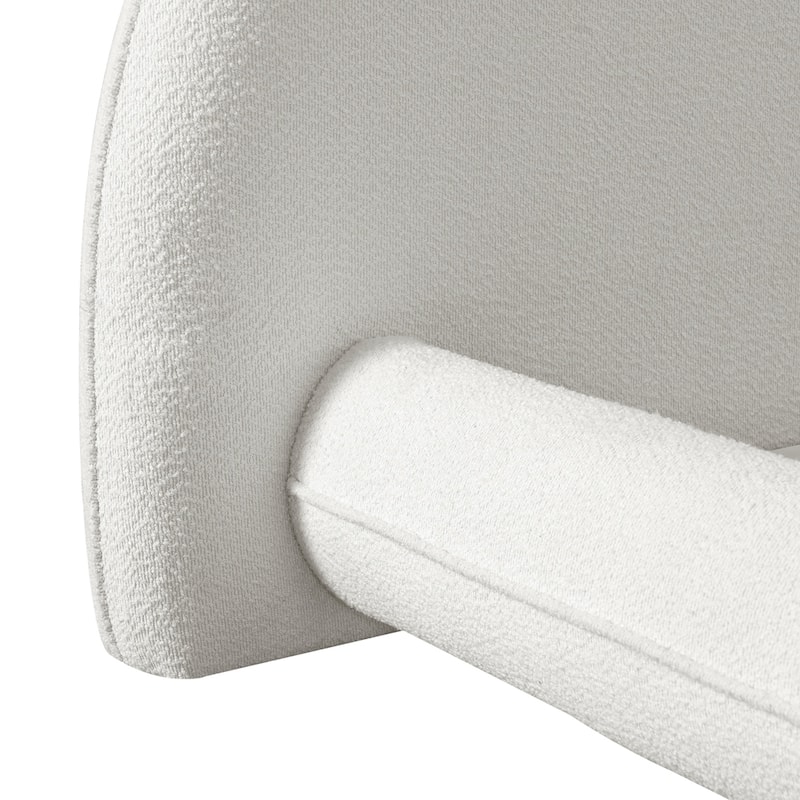Boucle Fabric Upholstered Platform Bed with Curve-Shaped Design