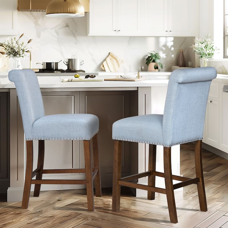 510 Design Aubrey Upholstered Counter Stool with Nailhead Trim Set of 2