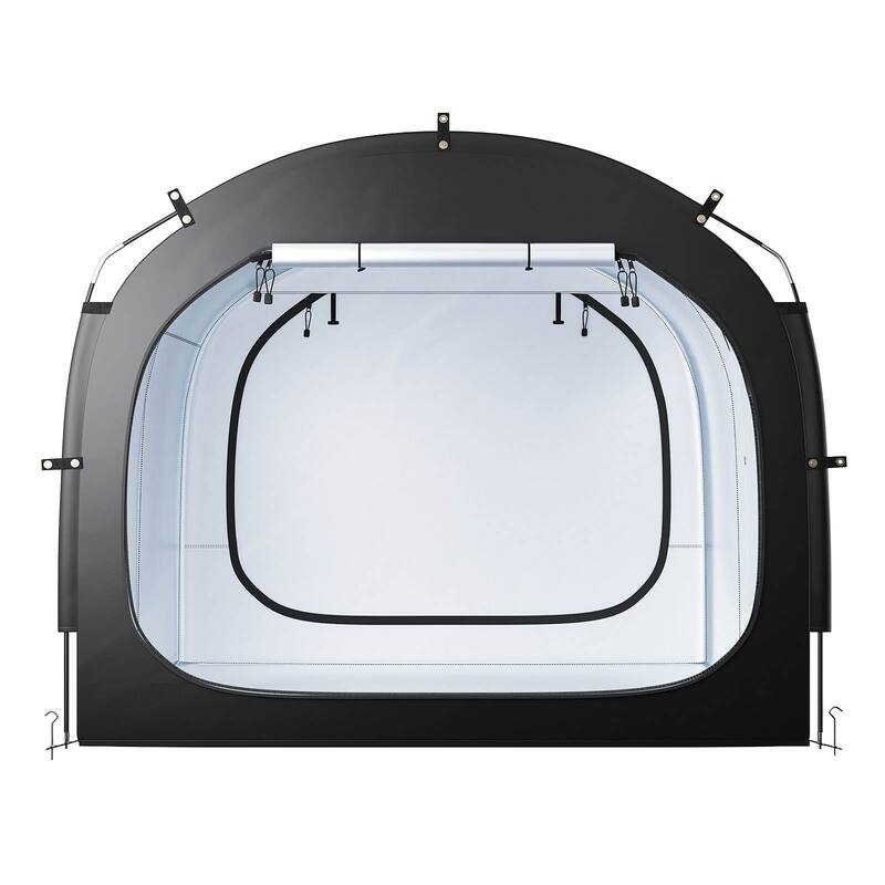5+ Bike Waterproof Outdoor Storage Shelter Shed with Dual Doors and Arc Top and Fiberglass Frame - 88.19 x 97.24 x 77.95 in