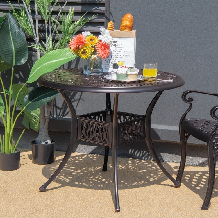 36 inch round patio table with umbrella hole PHI VILLA 37" Outdoor Steel Dining The exclusive Boulevard design compliments all Tropitone furniture collections Umbrella 36 Round Patio Table