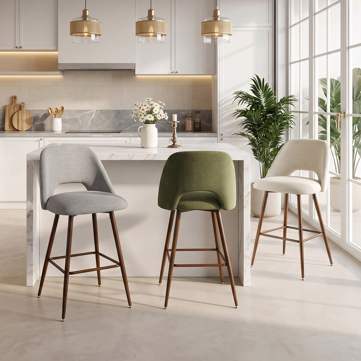 26" H Upholstered Counter Stools(Set of 3)