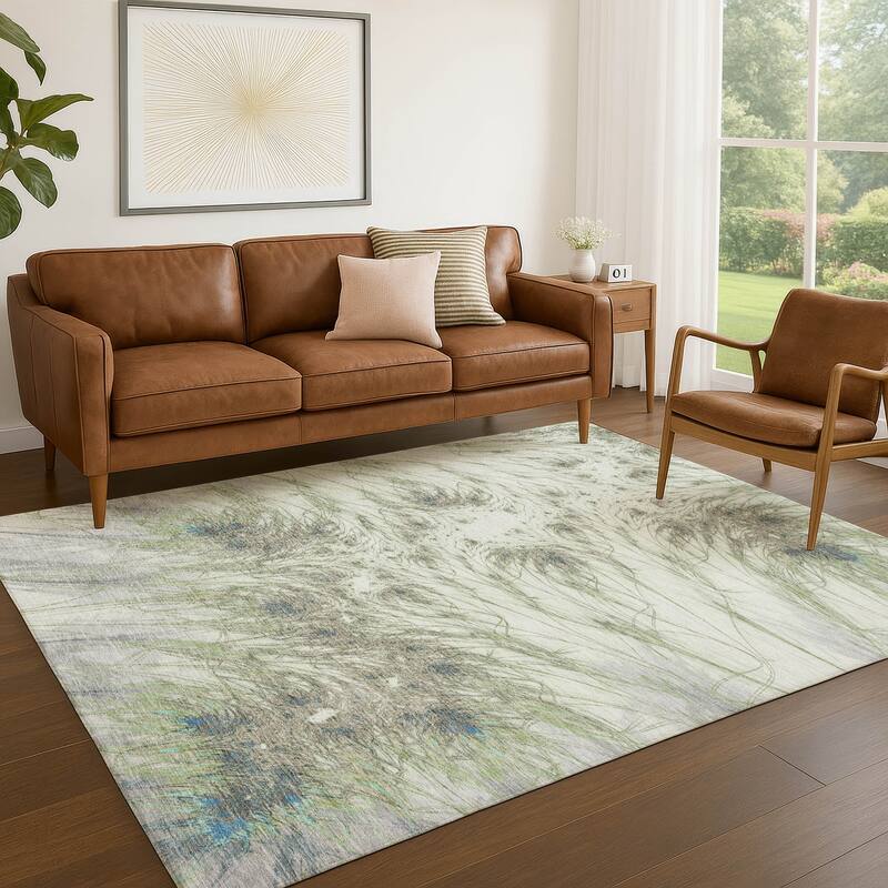 Machine Washable Indoor/ Outdoor Modern Cheraw Chantille Rug