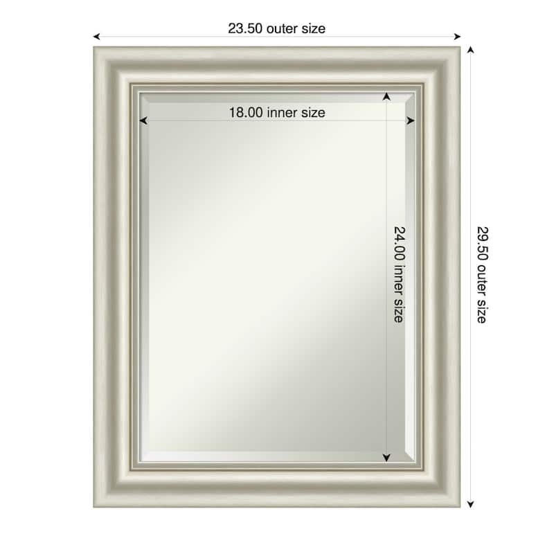 Sophia Beveled Framed Bathroom Vanity Wall Mirror - 24 x 30 in - Sophia Silver