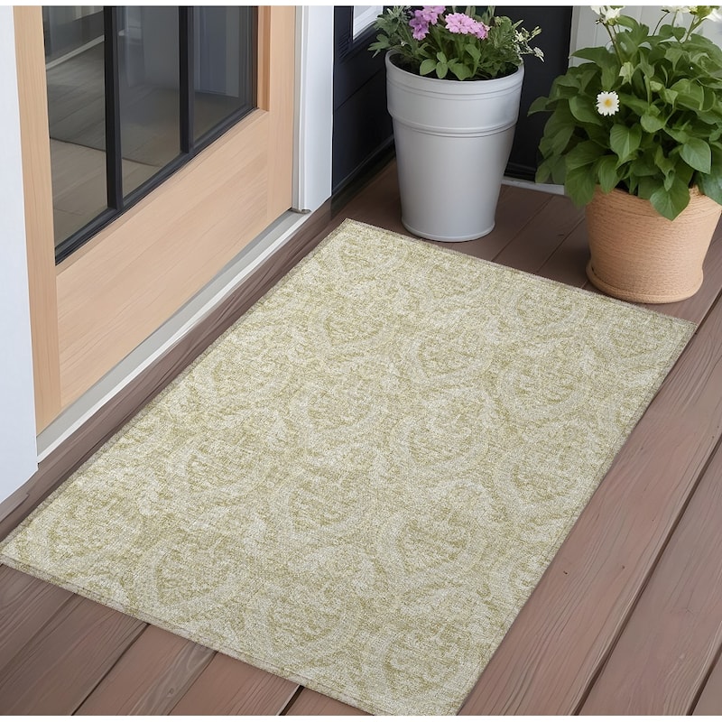 Almit Lush Floral Weather Resistant Versatile Elegance Outdoor Rug - 3' x 5' - Green