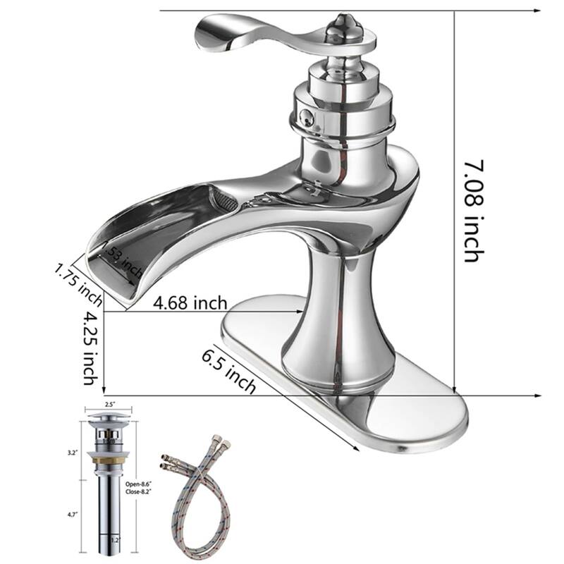 Waterfall Bathroom Sink Faucet With Drain Single Handle Bathroom Faucets One Holes Basin Vanity Mixer Taps With Deck Plate