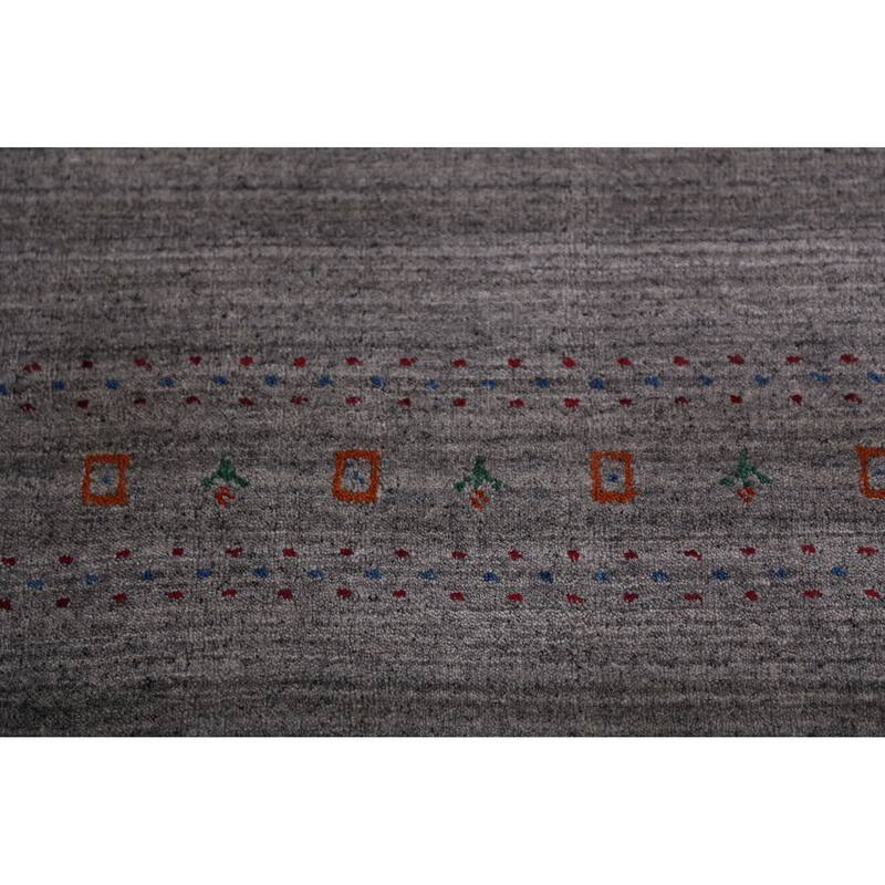 Hand Knotted Oriental 100% Wool Carpet Tribal Tribal Greys & Charcoal Gabbeh Area Rug - 9' 8'' X 8' 3''