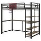 preview thumbnail 4 of 11, Twin Size Loft Bed with Bulit-in Desk and Basketball Hoop, Metal Loft Bedframe Playhouse Bed with Storage Shelves for Kids