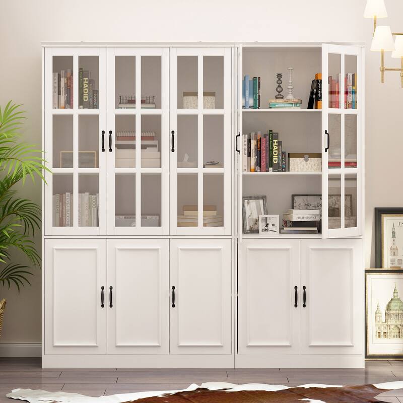Tall Storage Cabinet Glass Doors Display Cabinet Bookcase Home Office