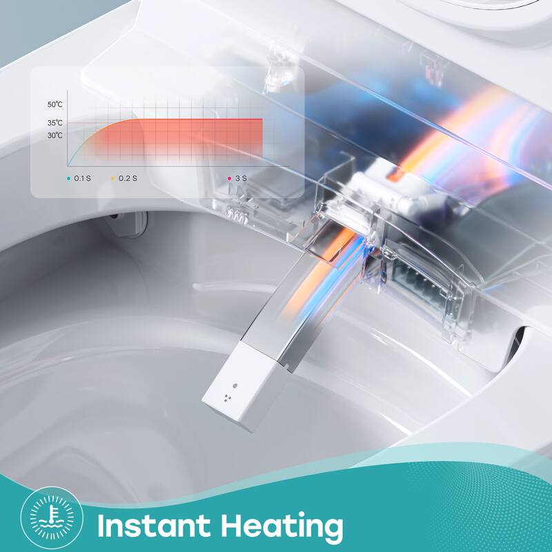 HOROW Luxury Elongated Smart Bidet Toilet in White with Ambient Light Built In Tank Auto Open Close and UV Sterilization