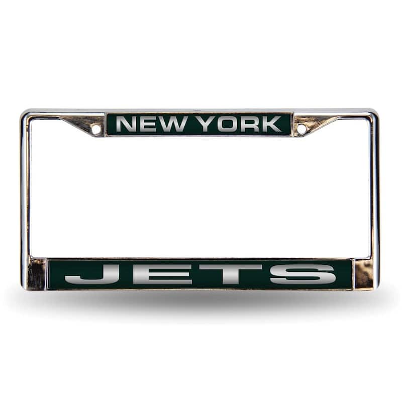 NFL New York Jets Green Laser Chrome Acrylic License Plate Wall Frame