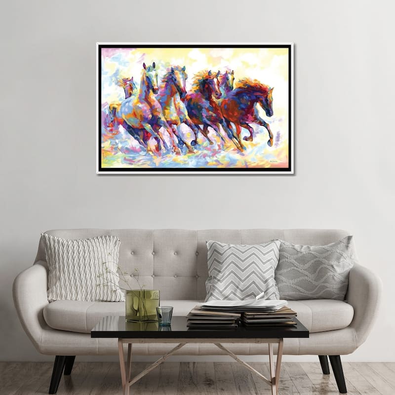 iCanvas "Wild Horses Running" by Leon Devenice Framed Canvas Print