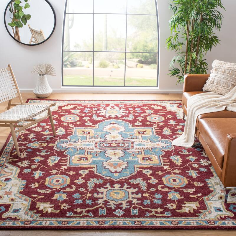 SAFAVIEH Handmade Aspen Renske Boho Tribal Wool Rug - 9' x 12' - Red/Blue