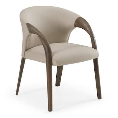 Modrest Wynetta Mid-Century Modern Grey Vegan Leather & Grey Ash Dining Chair