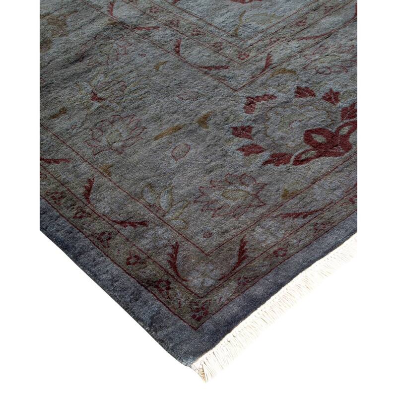 Overton Hand Knotted Wool Vintage Inspired Modern Contemporary Overdyed Gray Area Rug - 9' 3" x 12' 4"