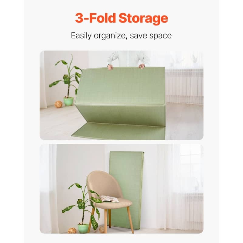 Foldable Tatami Floor Mattress 83”x55” Natural Rush Grass Japanese Mat for All-Season Comfort - 83” x 55” x 0.5”