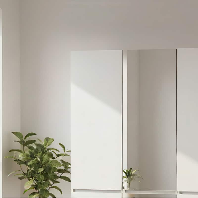 Elise Modular Wood Closet System with Mirror in White - 47.1"D x 17.72"W x 70.9"H