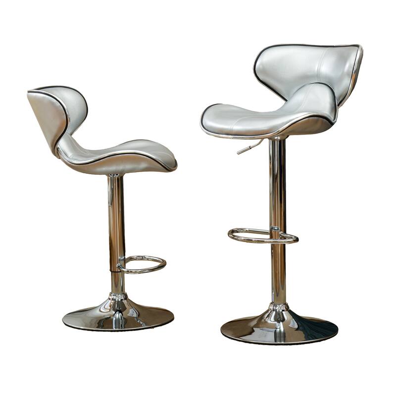 Upholstery Airlift Adjustable Swivel Barstool With Chrome Base, Set Of 2