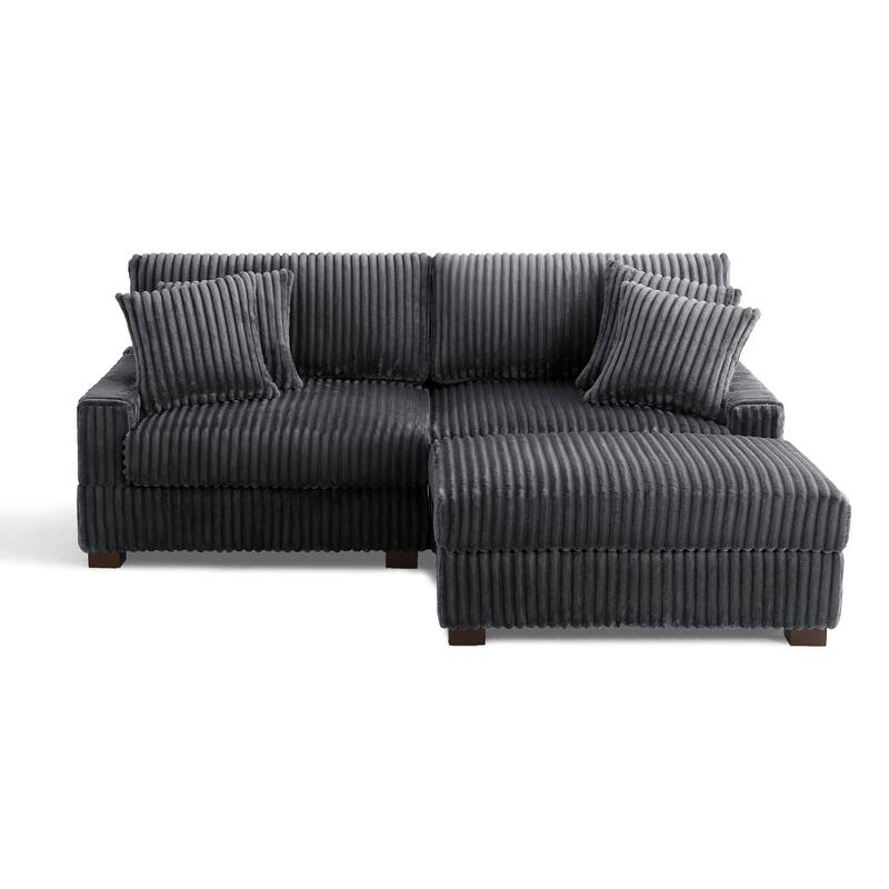 Plush Corduroy Modular Sectional Sofa Comfy Couch
