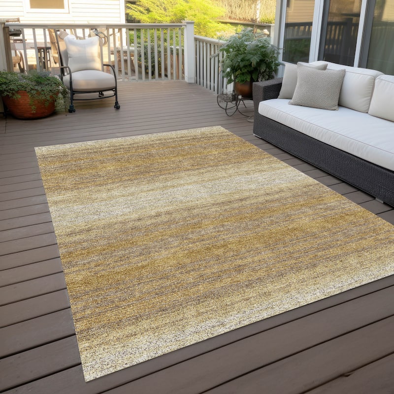 Machine Washable Indoor/ Outdoor Ombre Stripe Chantille Rug
