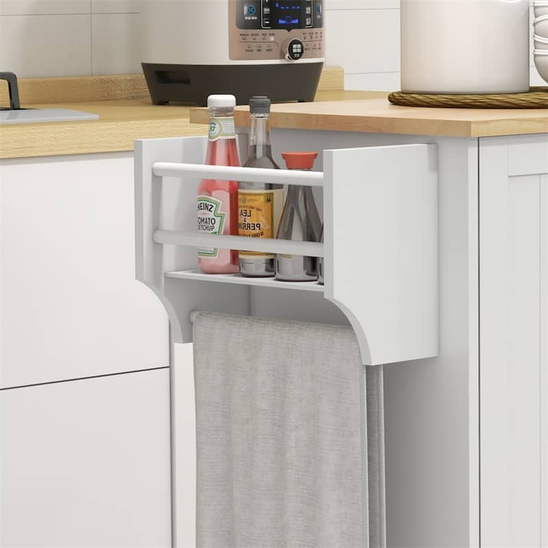 Kitchen Island on Wheels,Rolling Kitchen Cart with Rubberwood Top