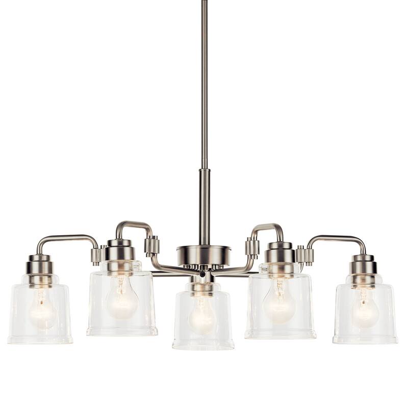 Kichler Lighting Aivian 30 in. 5-Light Brushed Nickel Vintage Industrial Chandelier with Clear Glass