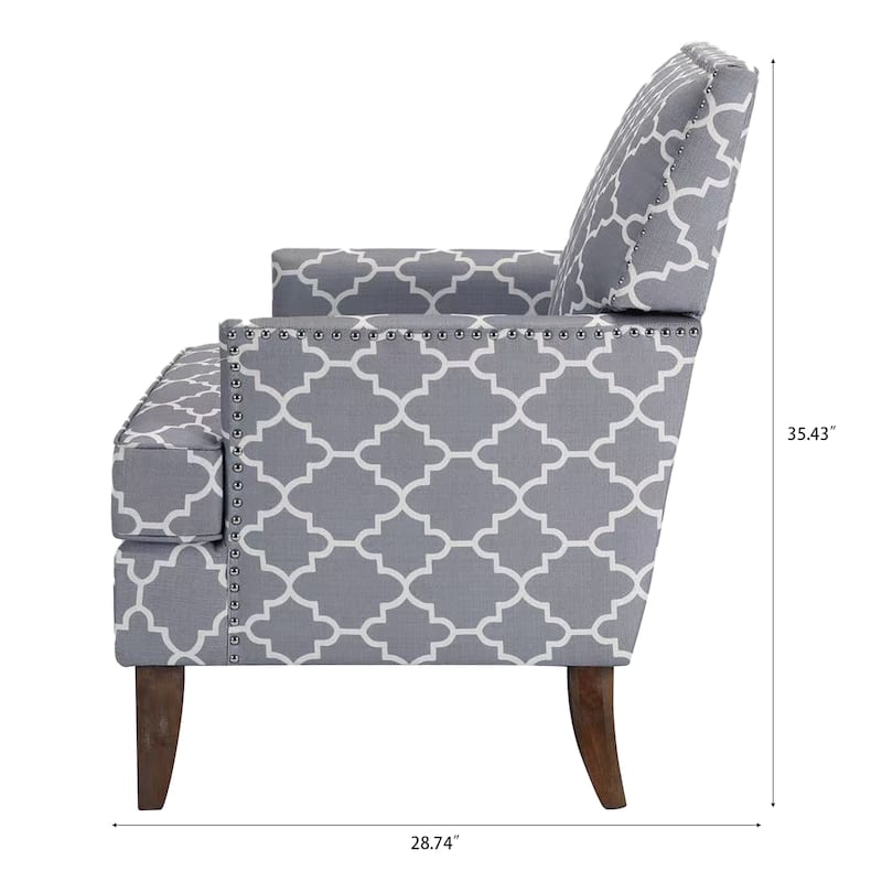 Modern 28.54" Upholstered Accent Chair with Solid Wood Frame and Nailheads for Living Room