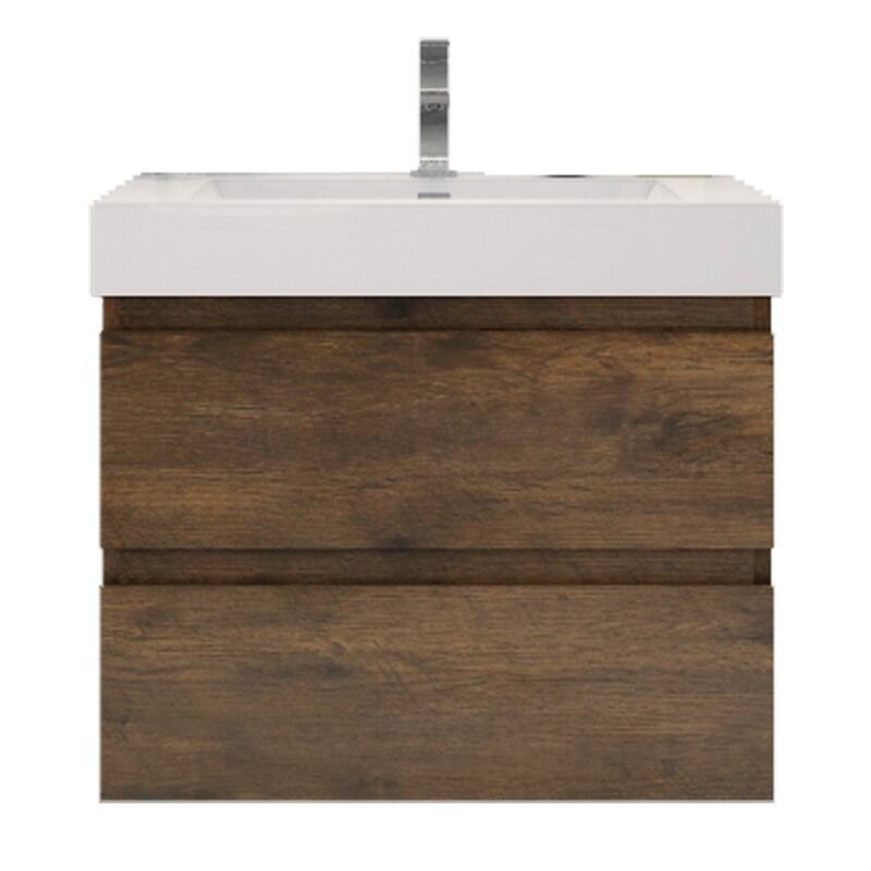 Baillie 30'' Wall-Mounted Vanity with Reinforced Acrylic Sink - 30''Width - Rose Wood