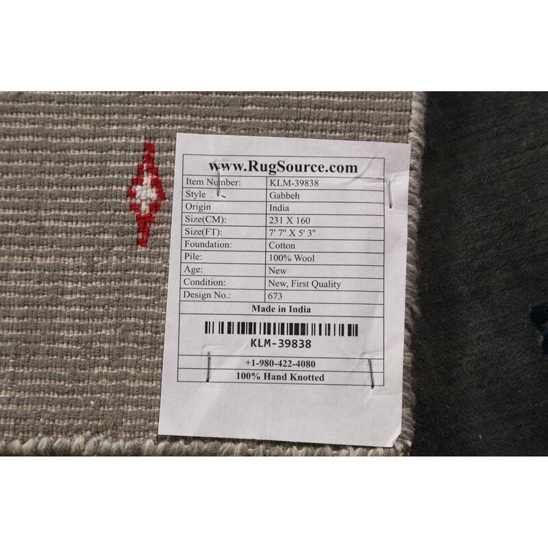Little Animals Gabbeh Indian Area Rug Hand-Knotted Wool Carpet - 5'3" x 7'7"