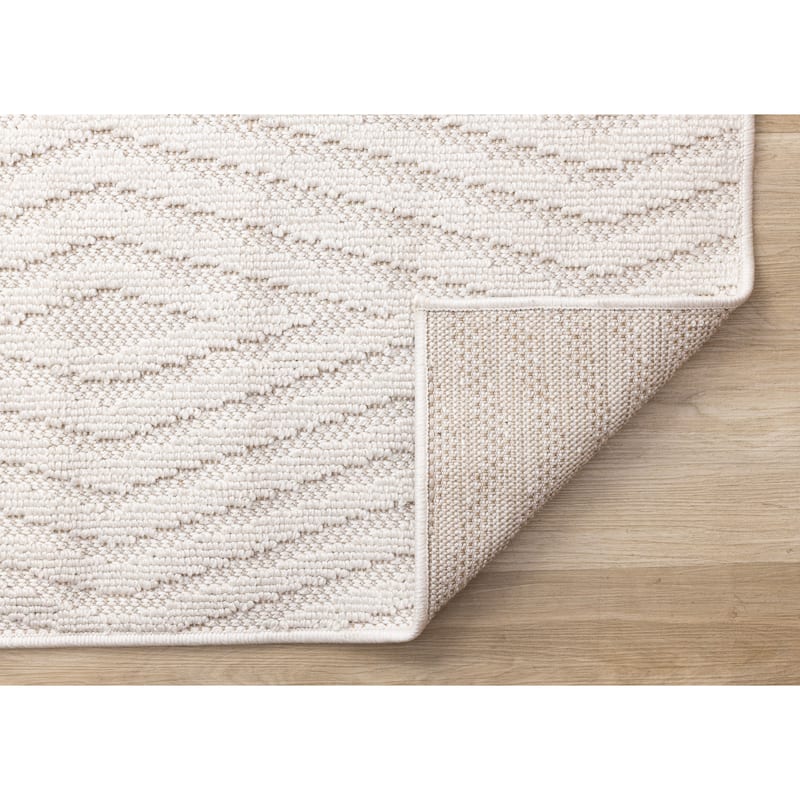 White Diamond Trellis Design Looped Area Rug